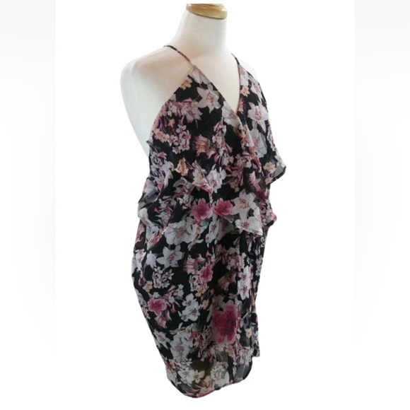Romeo and Juliet Couture Womens Floral Print Draped Cascade Front Dress size M - Picture 1 of 11
